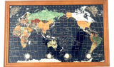 BLUE LAPIS GEMSTONE MAP WORLD CLOCK 15.5x24.5in REAL STONE BOARD FRAMED PICTURE Model