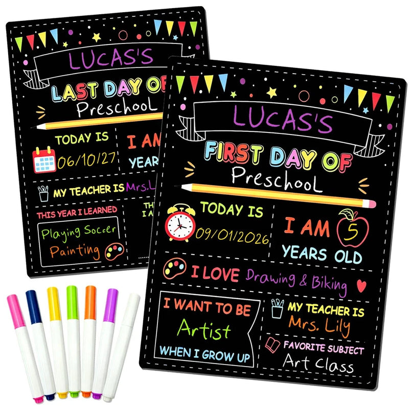 Double-Sided First Day of School Chalkboard Board, 12¡Á10 Inch Model