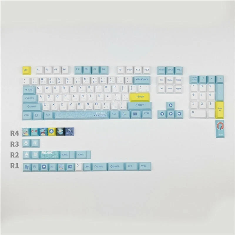 Anime Squirtle Keycap Button Pbt Sublimation Cherry Mx 128keys Spare Parts Gifts Model