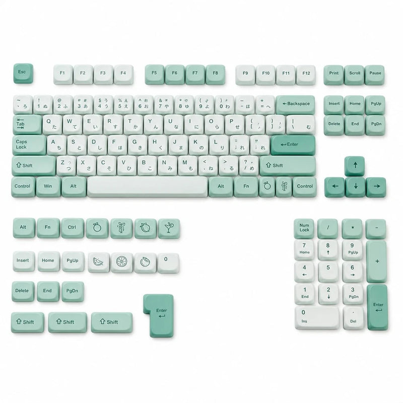 Mint Green Matcha MOA Profile PBT Keycaps 125 Keys DyeSub Japanese Set Model