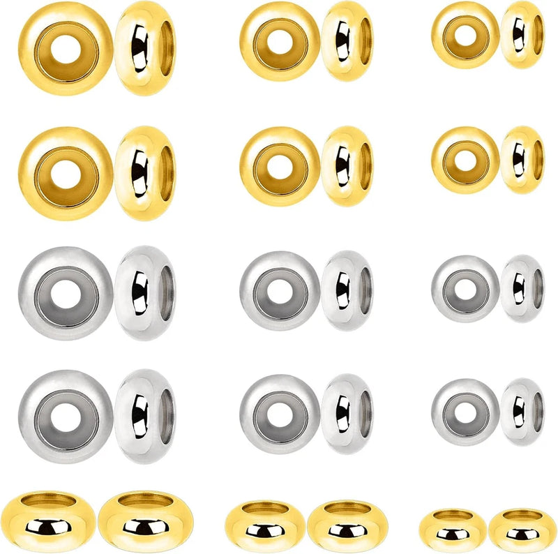 30Pcs Stainless Steel Stopper Beads for Charm Bracelets, Adjustable Slider Beads Charms