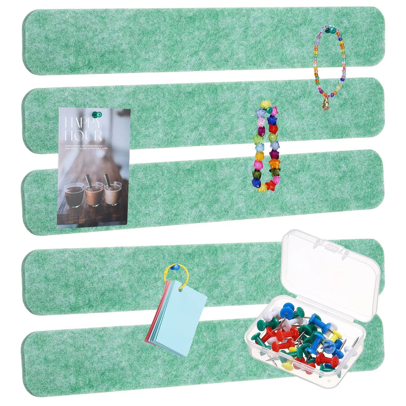 10Pcs Self-Adhesive Felt Bulletin Board Bar Strip with Pins, Autumn Leaf Green Model