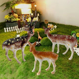 3 Pieces Reindeer Figurines  Animals Sculpture Decorative Hand Painted Christmas Model