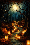 Night Lantern Path Paint by Numbers Kit 16x20" Spooky Forest Canvas 24-Colors Model