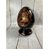 F.F Fine Porcelain Limoges R.G Egg Figurine Display Black & Gold Decor Model