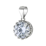 8mm Genuine White Sapphire Round Crown Pendant Necklace in Solid Sterling Silver Charms