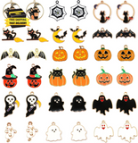 36Pcs Halloween Charms, Enamel Pendant Halloween Pumpkin Ghost Bat Charms for Ea Charms