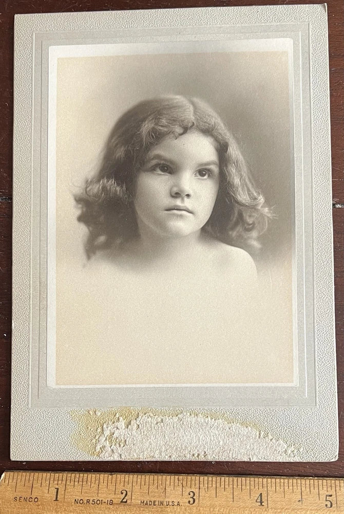 Photo on Board,  Solemn Girl with a Curls, Black and White 5 x 7 in Model