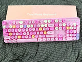 New Dual Mode Keyboard Pink/Purple/White Round Keycaps Full Size Wireless Model