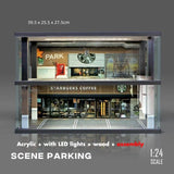 1/24 Diorama Car Garage Model LED Lighting Car Parking Lot Scene Display Model Model