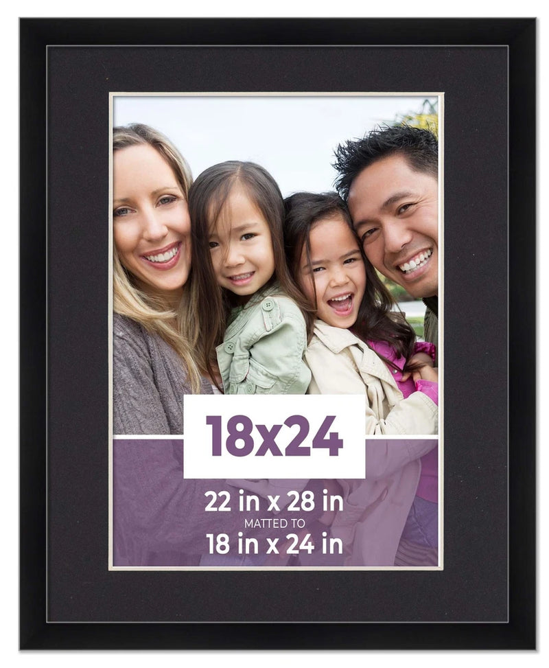 18x24 Frame Black With Black Picture Mat For 18x24 Photo - Black 22x28 Frame To Model