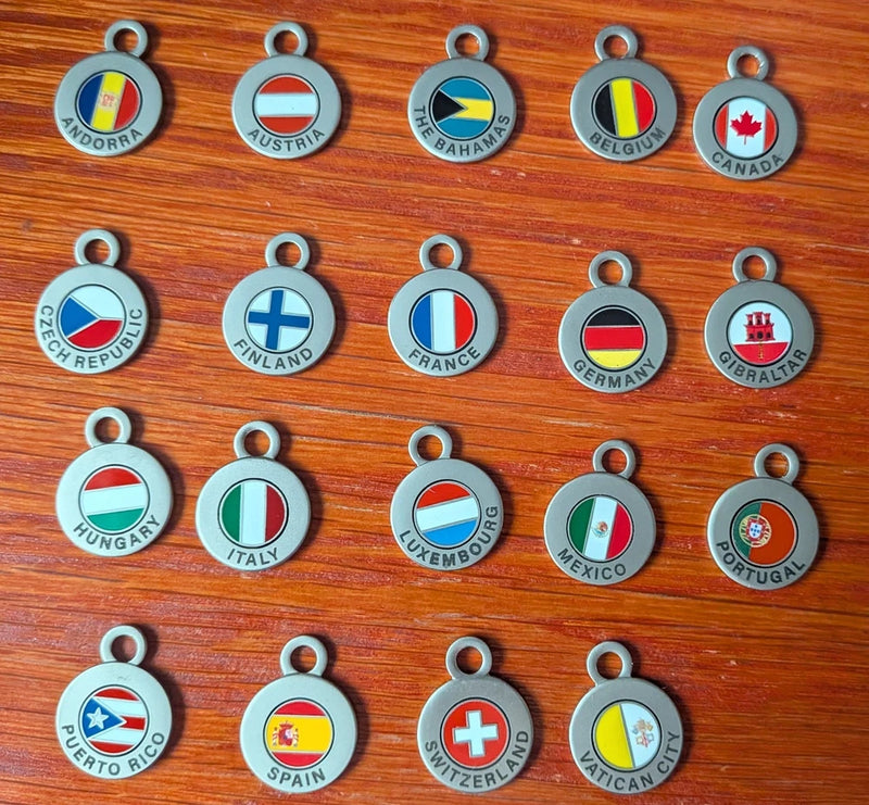 WANDER CLUB Souvenir Country Travel Tokens Charms - 19 options, Save on Multiple Charms