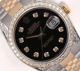 Rolex Datejust 36mm Two-Tone Jubilee Diamond Bezel & Lugs Black Diamond Dial Model