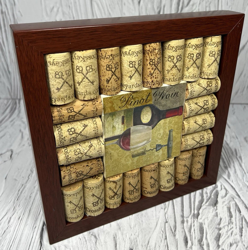 Pinot Noir Wine Cork Board Corkboard 8"x 8" Frame Wall Art Memo Office Organizer Model