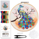 Peacock Hand Embroidery Kit Beginners Adults & Kids Printed Fabric & Instruction Model