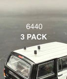 3-Pack 1/64 Scale Model Black Silver Low Profile Stubby Antenna Police Fire 6440 Model