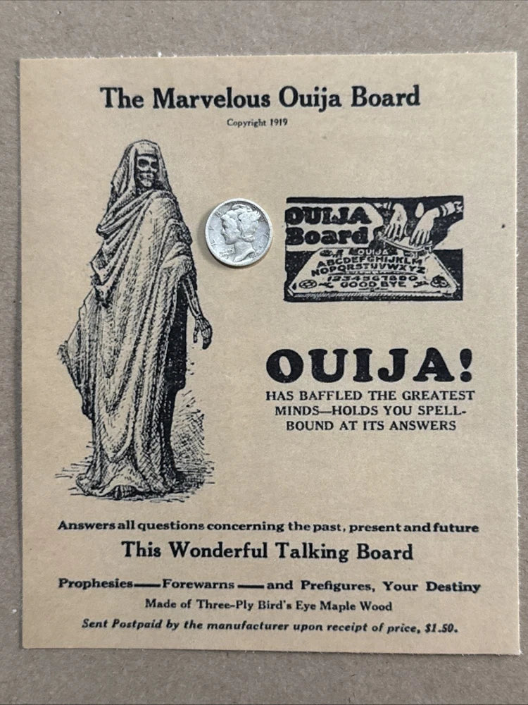 A Ouija Advertisement From 1919, Perfect For Framing¡­ 5 X 6¡­ Copy Model