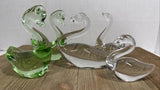 Lot Of 5 Swan Glass Figural Paperweights Figurines - Largest Is Duncan Model
