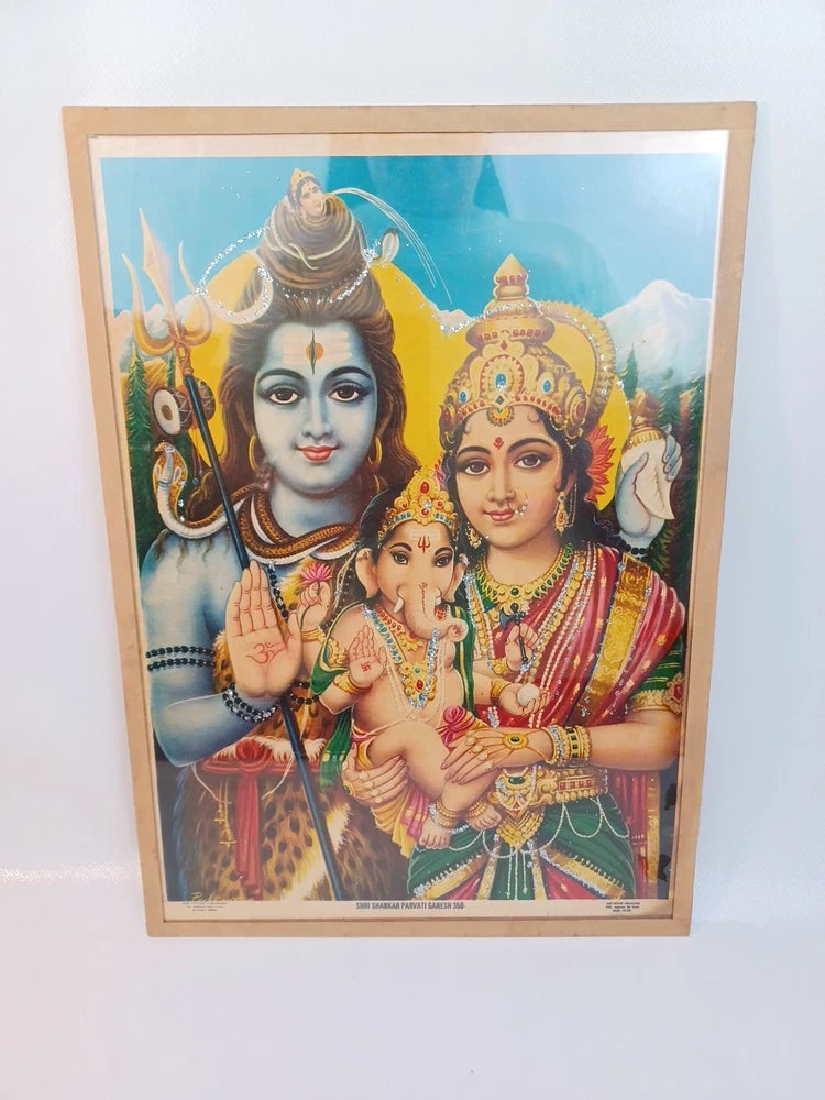 Jain Picture Publishers Hindu God Shiva Parvati Ganesh Print on board 10x14 Model