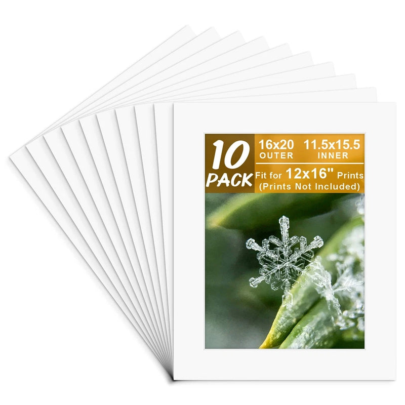 Acid-Free 10 Pack 16x20 White Photo Picture Frame Fits 12x16 Art Model