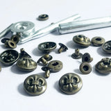 Anchor Leather Snap Buttons, 17mm Set of 15 with Tool | 17mm bronze anchor-st... Model