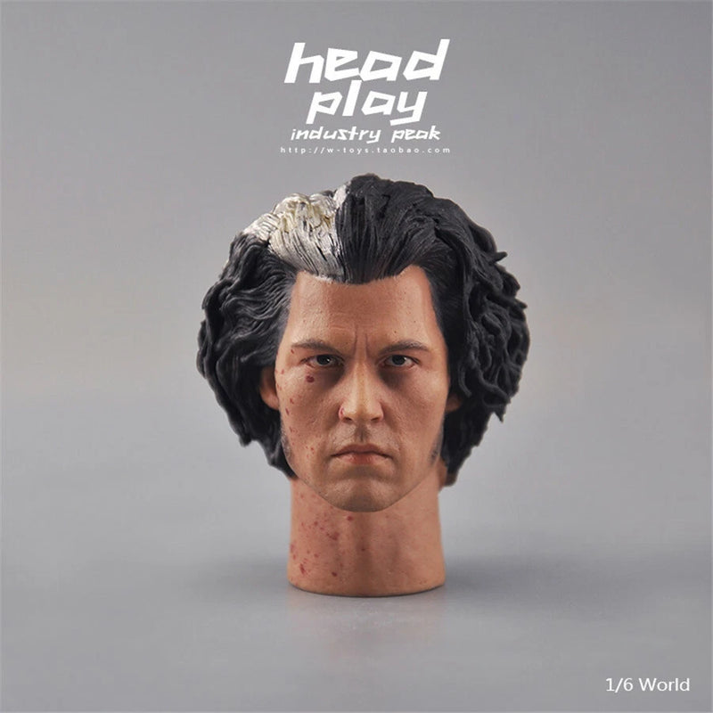1/6 Johnny Depp Sweeney Todd Head Sculpt Carved Fit 12in Male Action Figure Doll Model