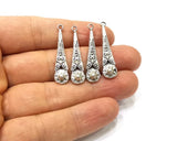 2 Drop Charms, Silver Pendant Earring Charms Double sided 32x7mm G17551 Charms