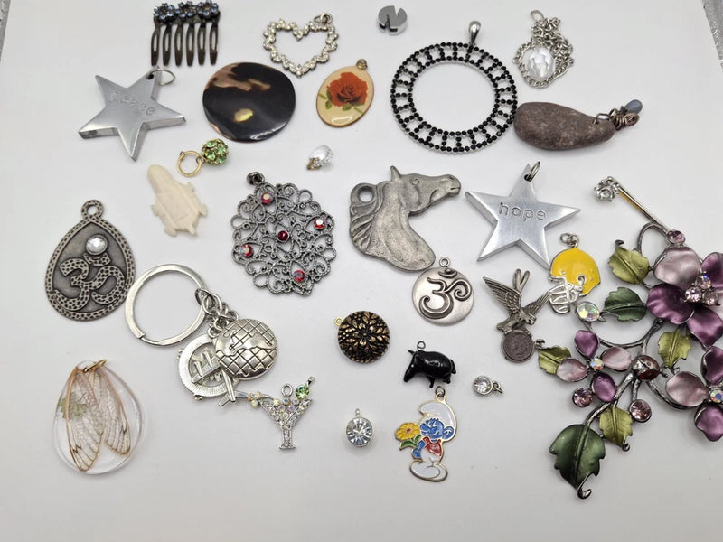 Vintage & Modern Silver Plated Charms Pendants Lot Charms
