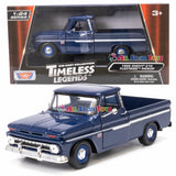1966 Chevy C10 Fleetside Blue Pickup Motormax 73355 1:24 Diecast Model Toy Car Model
