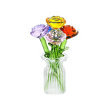 Miniature Five Glass Flowers Figurine Collectible With Vase For Wedding Gift Model