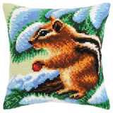 CDA stamped cross stitch kit cushion "Chipmunk", 40x40cm, DIY Model