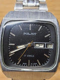 VINTAGE TV MODEL MEN'S CHROMED USSR MECHANICAL WATCH "POLJOT" DAY-DATE Model