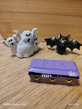 Halloween Mini Figurine Lot Ghost Bat RIP Coffin Spooky Miniature Decor Model