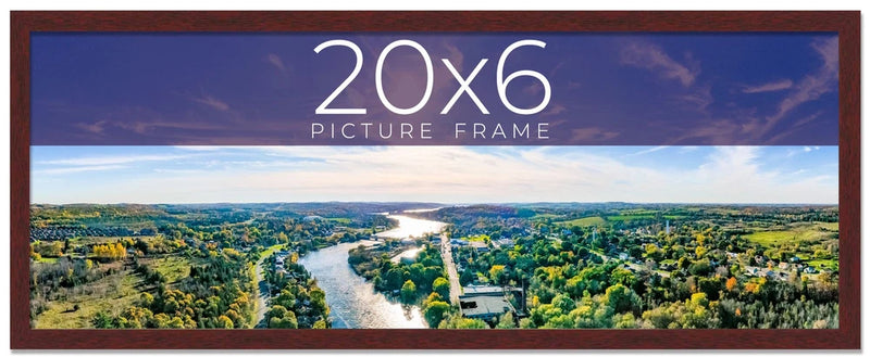 20x6 Frame Brown Solid Wood Picture Frame Width 0.75 Inches | Interior Frame Dep Model