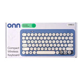 Onn Compact Wireless Keyboard, 78 Keys, Blue Retro Round Keycaps Model