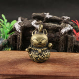 Solid Brass lucky cat pendant Figurine Small Statue Home Ornament Collectibles Model
