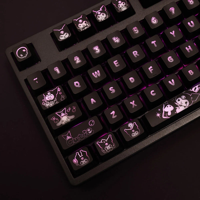 Kuromii Keycaps Set 104 Keys Cherry Profile PBT Cute Anime Black Backlit OEM Model