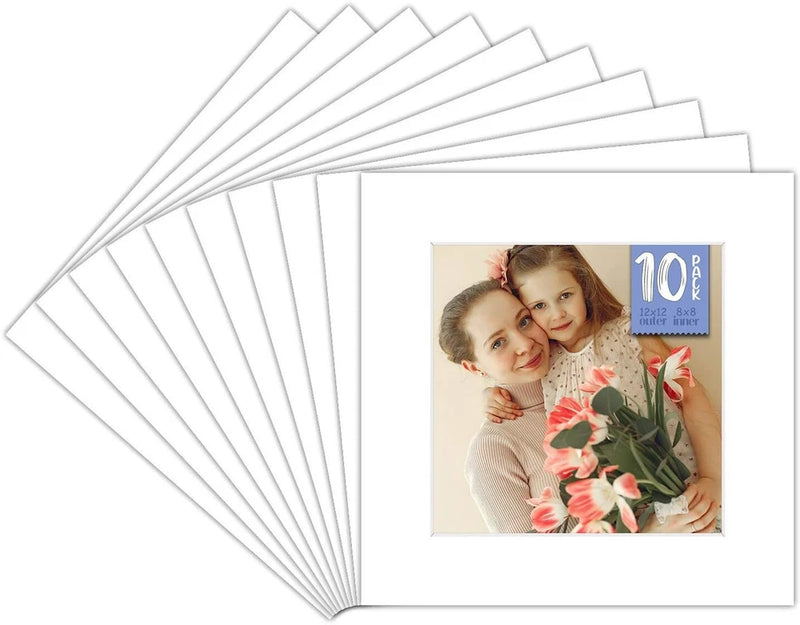 10 Pack White Photo Mat Boards White Core Acid-Free DIY Picture Framing Art Model