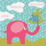 Cross Stitch Birth Sampler Kit or Pattern by Florashell - Pink Elephant Model