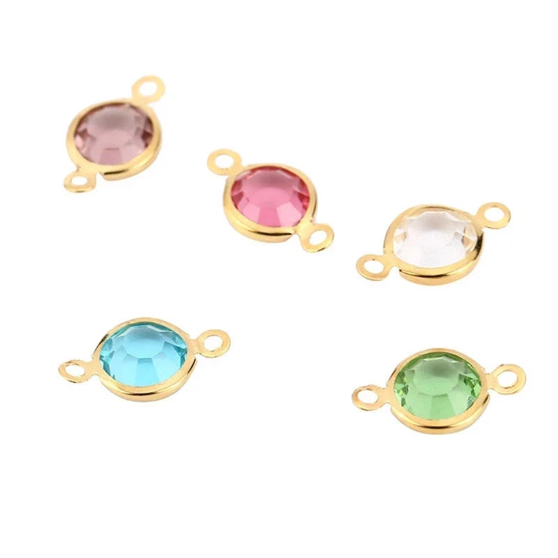 50pcs Gold stainless steel Connector Crystal Charms DIY Jewelry Making 8.5x15mm Charms