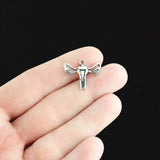 6 Uterus Antique Silver Tone Charms - SC564 Charms
