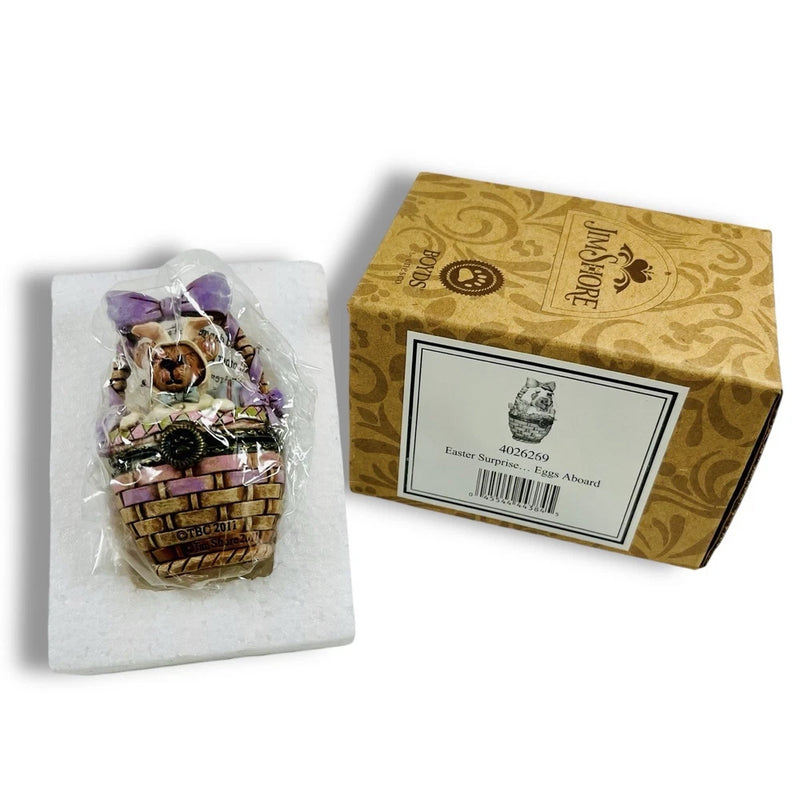 Jim Shore 2011 Easter Surprise Eggs Aboard Trinket Box w/ Hinged Lid 4026269 Exc Model