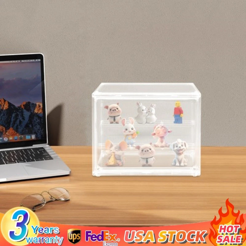 Step-layering Clear Display Case PET Tabletop Storage Box Figurines Display Box Model
