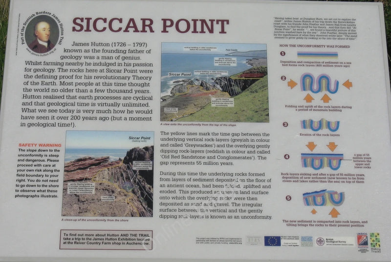 Photo 12x8 Siccar Point Old Cambus Information board explaining the local  c2011 Model
