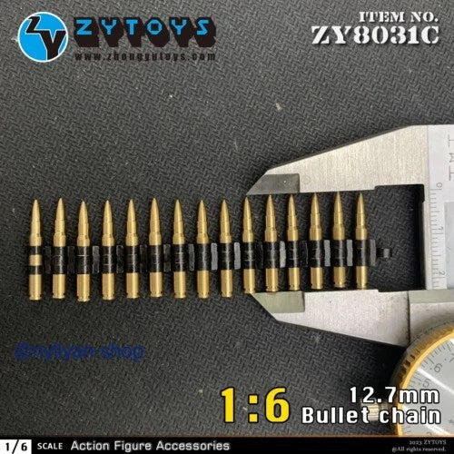 15pcs ZY Toys ZY8031C 1/6 12.7mm Caliber Machine Bullet Chain Weapon Model Toys Model