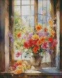 Bouquet on Windowsill 1 - Counted Cross Stitch Kits Needlework Embroidery DIY Model