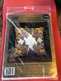 Something Special Cross Stitch Kit: Roses with Blue & Gold Pillow (50775) Model
