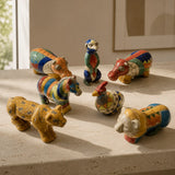 Large Vintage Fenix Raku Pottery  Animals, Signed, South Florida Colourful Great Model