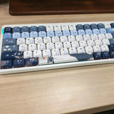 DIXSG Low Profile PBT Keycaps 120 Keys Dye Sub for Cherry MX Vintage Blue Model