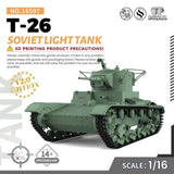 16597 V1.9 1/16 Military Model Kit Soviet T-26 Light Tank 3D RESIN MODEL Model